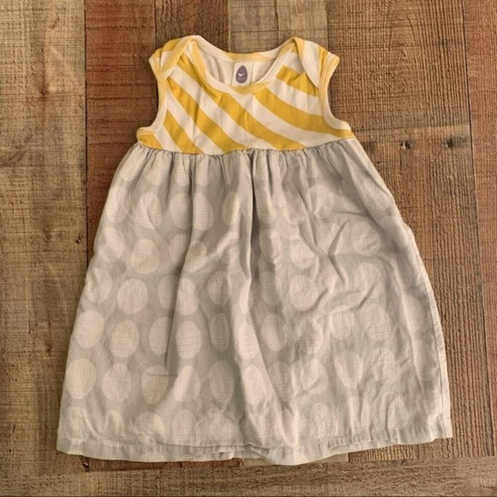 Stem Yellow Striped And Gray Polka Dots Tank Dress - 24M